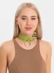 Лайм ошейник из экокожи, с шипами, 4 цвета
