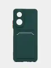 Зеленый чехол для Oppo A58 4G (Оппо А58) с карманом для карт