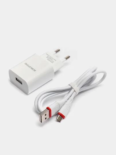Сетевое зарядное устройство Borofone BA20A,1xUSB, до 2.1А, с кабелем Micro-USB, для Android