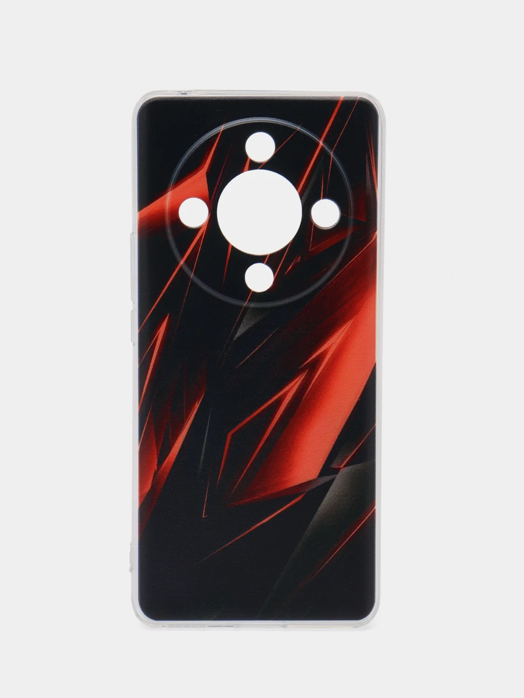 Красный силиконовый чехол на Honor X9B (Хонор X9B), прозрачный, с рисунком, защита камеры