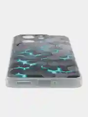 Бирюзовый силиконовый чехол на Xiaomi 13T (Сяоми 13Т), с рисунком, защита камеры