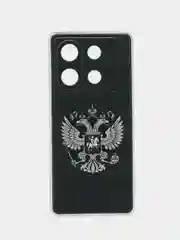 Приглушённый хаки силиконовый чехол на Infinix Zero 30 5G (Инфиникс Зеро 30 5G), с рисунком, защита камеры