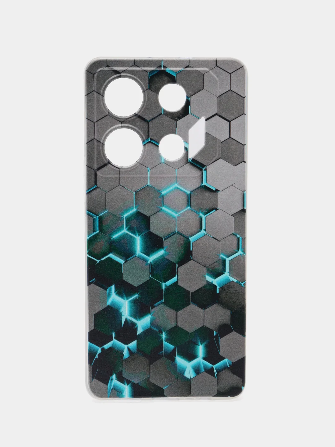Бирюзовый силиконовый чехол на Infinix GT 10 Pro (Инфиникс GT 10 Про), с рисунком, защита камеры