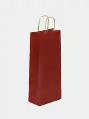 Бордовый пакет подарочный новогодний под бутылку "С Новым Годом!!", 14 х 8 х 33 см