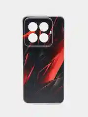 Красный силиконовый чехол на Xiaomi 14 Pro (Сяоми 14 Про), прозрачный, с рисунком, защита камеры