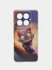 Индиго силиконовый чехол на Xiaomi 14 Pro (Сяоми 14 Про), прозрачный, с рисунком, защита камеры