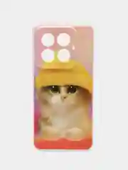 Желтый силиконовый чехол на Xiaomi 14 Pro (Сяоми 14 Про), прозрачный, с рисунком, защита камеры