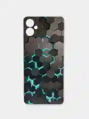 Бирюзовый силиконовый чехол Samsung Galaxy A05 (Самсунг А05), прозрачный с рисунком, защита камеры