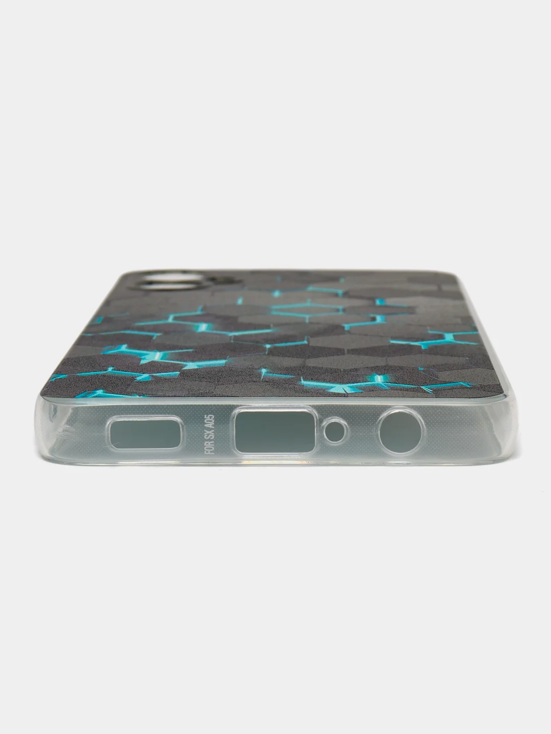 Бирюзовый силиконовый чехол Samsung Galaxy A05 (Самсунг А05), прозрачный с рисунком, защита камеры