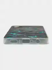 Бирюзовый силиконовый чехол Samsung Galaxy A05 (Самсунг А05), прозрачный с рисунком, защита камеры