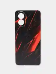 Красный силиконовый чехол Oppo A38/A18 (Оппо A38/Оппо А18), прозрачный, с рисунком, защита камеры