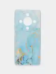Светло-синий силиконовый чехол на Honor X9B (Хонор X9B), прозрачный, с рисунком, защита камеры