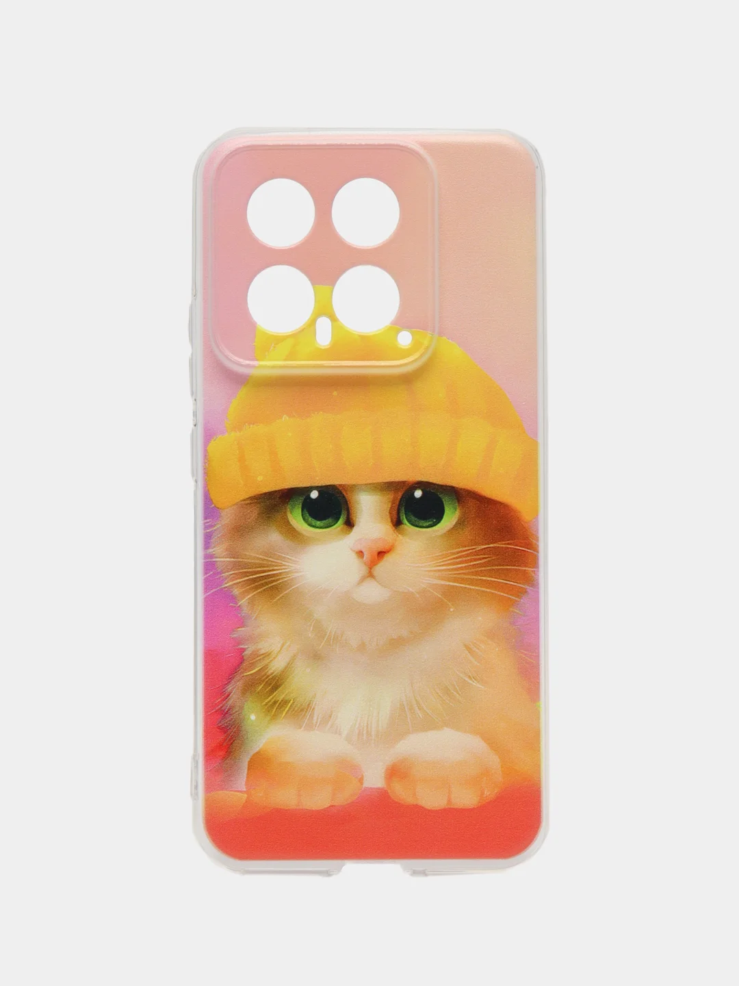 Желтый силиконовый чехол на Xiaomi 14 / Сяоми 14 прозрачный, с рисунком, защита камеры
