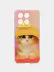 Желтый силиконовый чехол на Xiaomi 14 / Сяоми 14 прозрачный, с рисунком, защита камеры