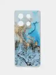 Голубой силиконовый чехол на Infinix Zero 30 5G (Инфиникс Зеро 30 5G), с рисунком, защита камеры