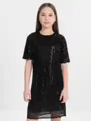 Черный новогоднее платье для девочки с пайетками
