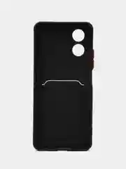 Черный силиконовый чехол для Oppo A38 / Oppo A18 / Оппо А38 / А18 с карманом для карт