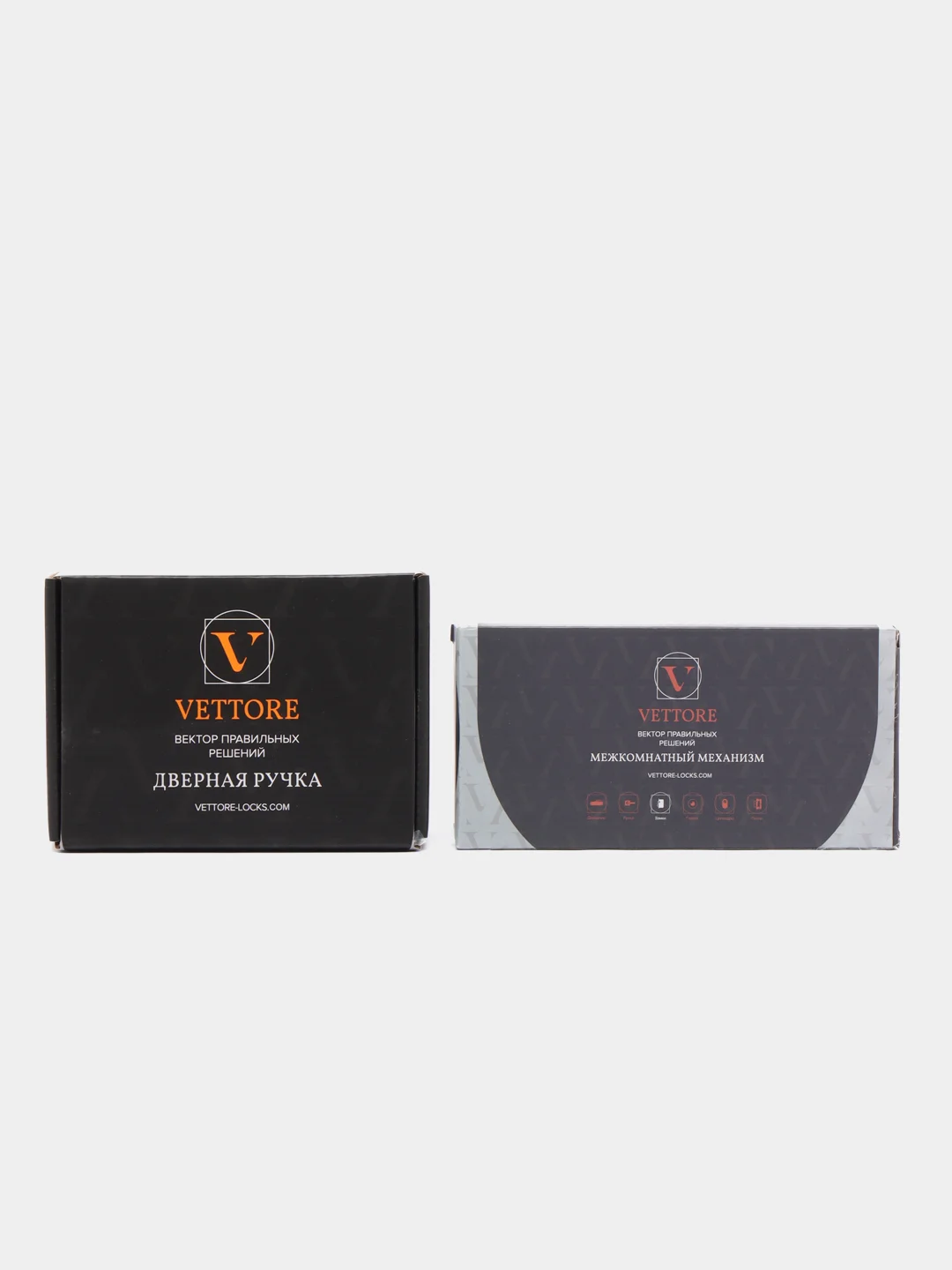 Черный ручка дверная Vettore R06.081 MBP с фиксатором и межкомнатным механизмом, черный матовый