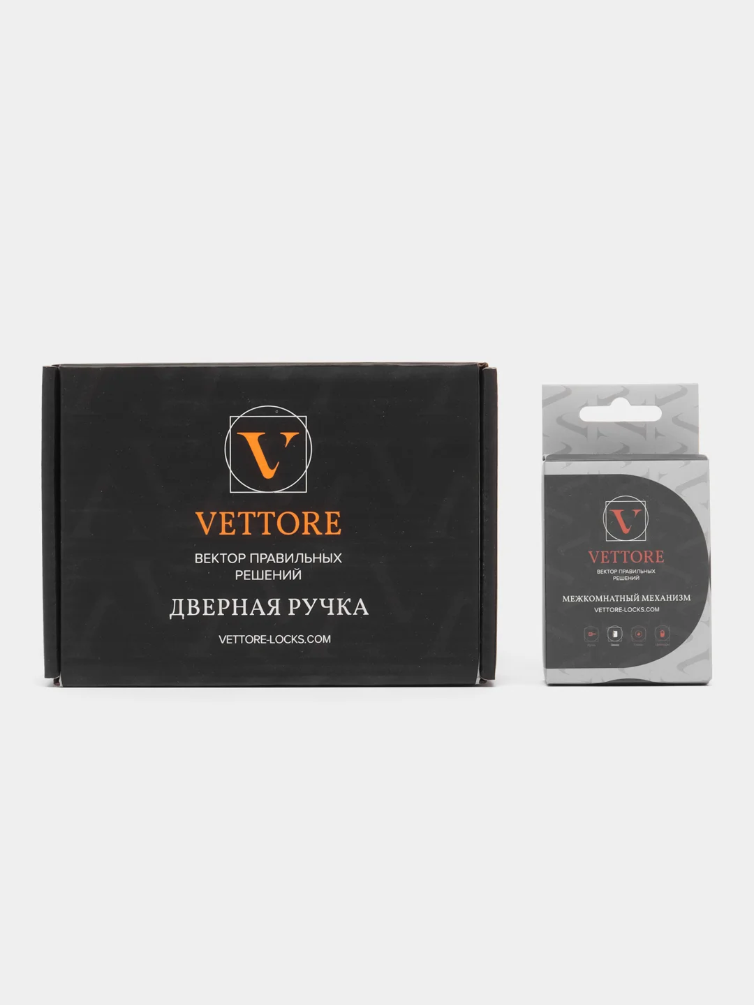 Серый металлик комплект для межкомнатной двери: ручка дверная VETTORE R06.031 SN/CP и защелка, Сатин/Хром