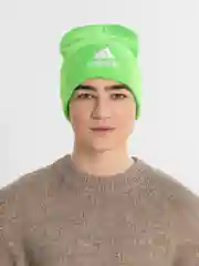 Салатовый шапка женская двухслойная трикотажная с нашивкой Адидас (Adidas)