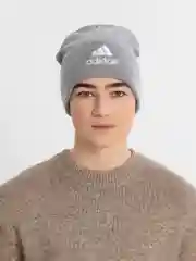 Серый металлик шапка мужская двухслойная трикотажная с нашивкой Адидас (Adidas)