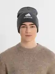 Угольный шапка мужская двухслойная трикотажная с нашивкой Адидас (Adidas)