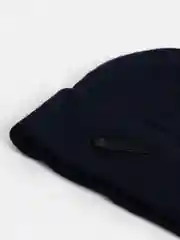 Темно-синий шапка мужская двухслойная трикотажная с нашивкой Найк (Nike)