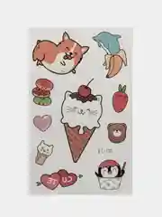 Конфетный временная переводная татуировка с котиками и корги 12х7,5 см