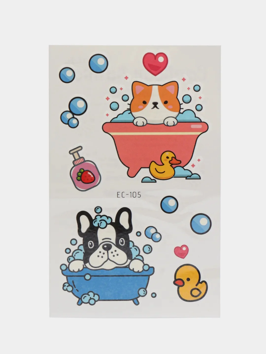 Розовый временная переводная татуировка с котиками и корги 12х7,5 см