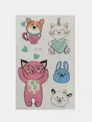 Белый временная переводная татуировка с котиками и корги 12х7,5 см
