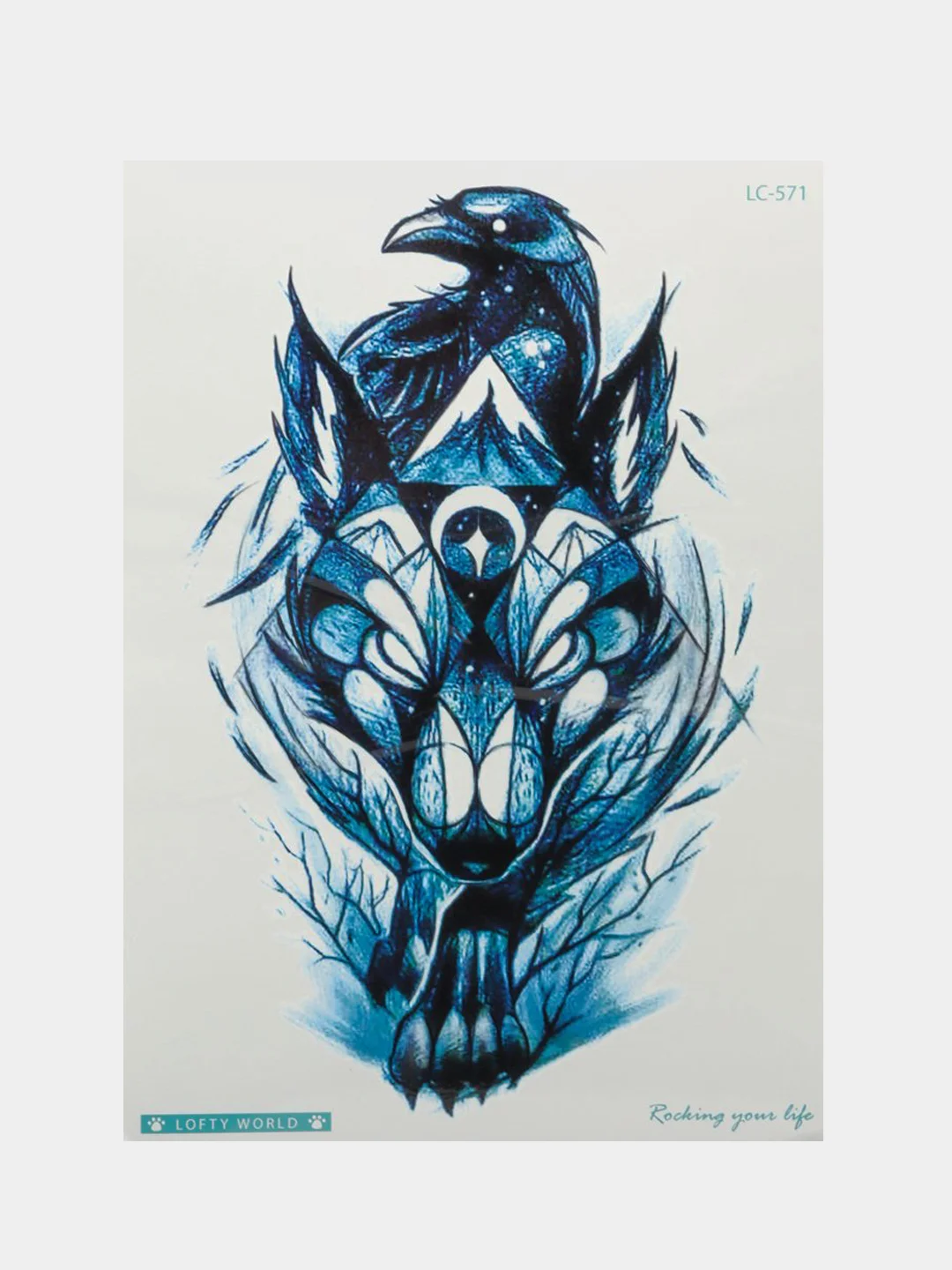 Серый временные татуировки "Волк, лиса, тигр,пантера", 21*15 см