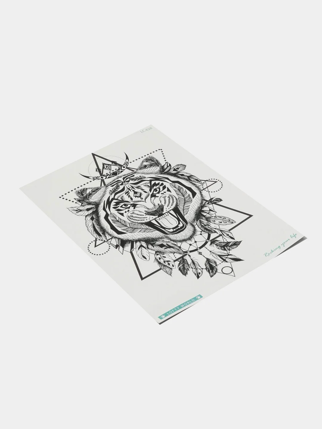 Терракотовый временные татуировки "Волк, лиса, тигр,пантера", 21*15 см