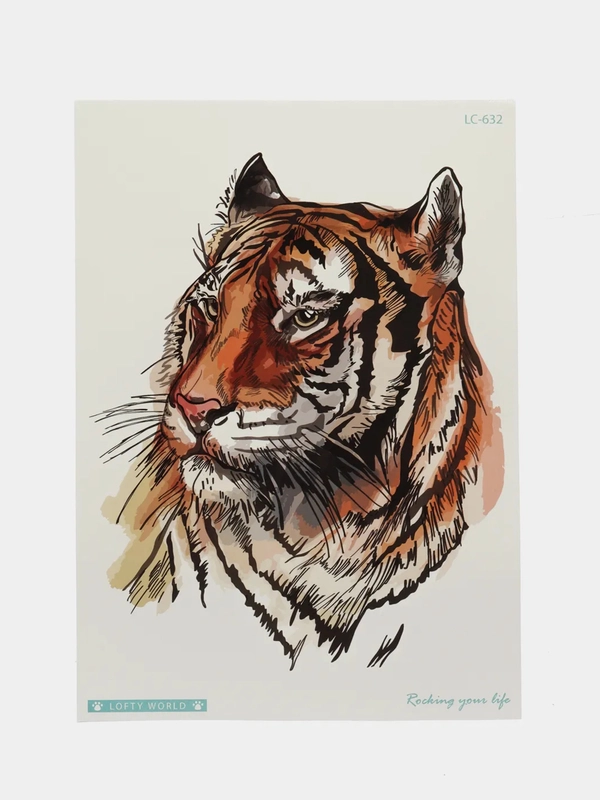 Временные татуировки "Волк, лиса, тигр,пантера", 21*15 см