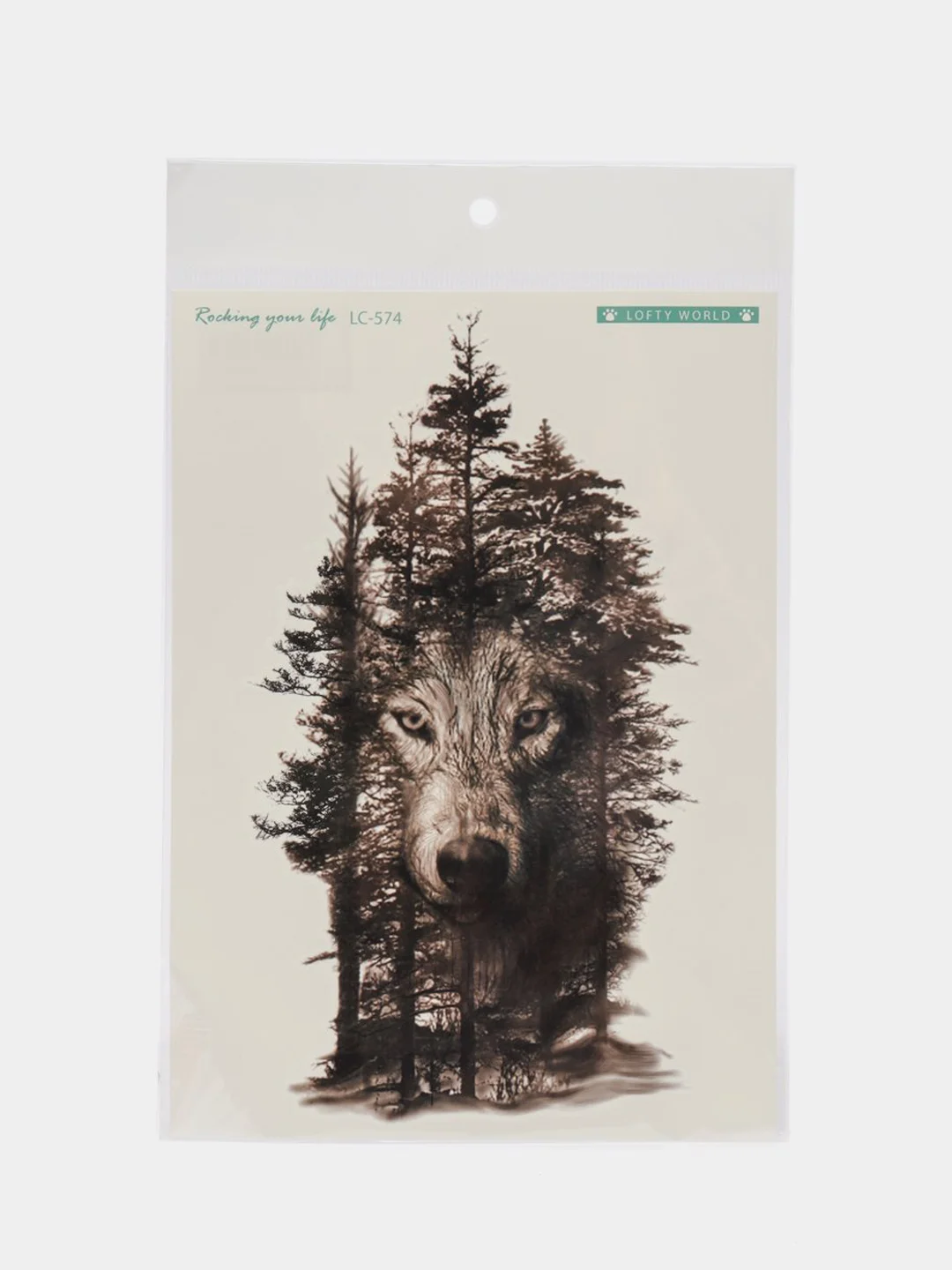 Хаки временные татуировки "Волк, лиса, тигр,пантера", 21*15 см