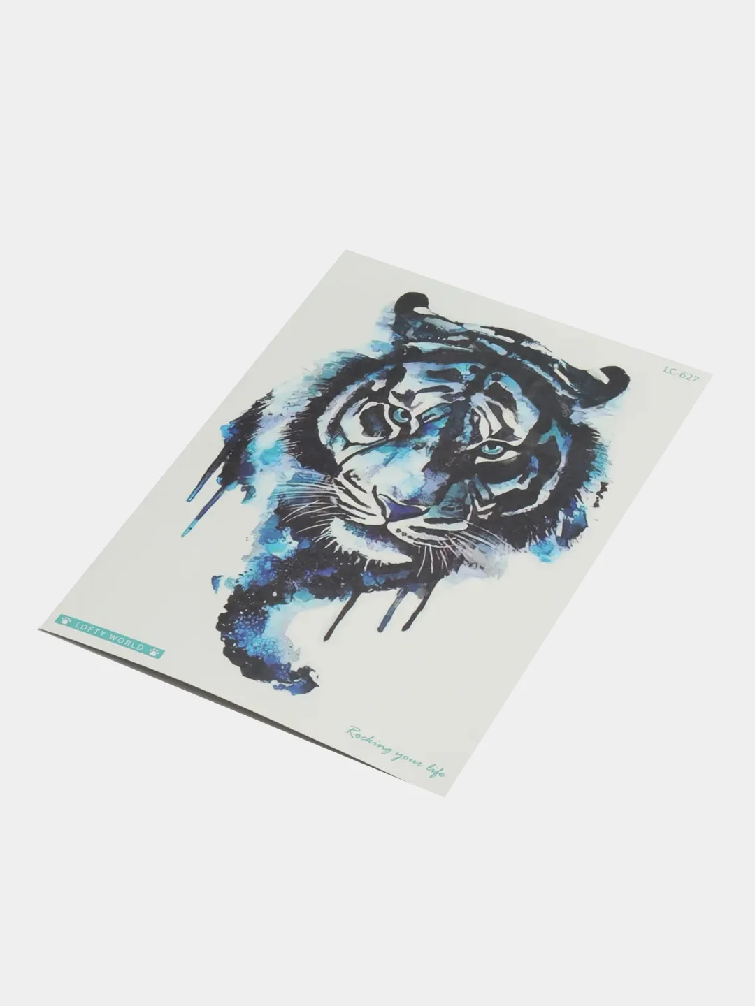 Серый меланж временные татуировки "Волк, лиса, тигр,пантера", 21*15 см