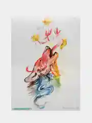 Черный временные татуировки "Волк, лиса, тигр,пантера", 21*15 см