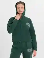 Зеленый костюм женский спортивный, на молнии
