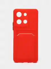 Красный чехол для Vivo Y36 / Y27S (Виво у36 / у27с) с карманом для карт