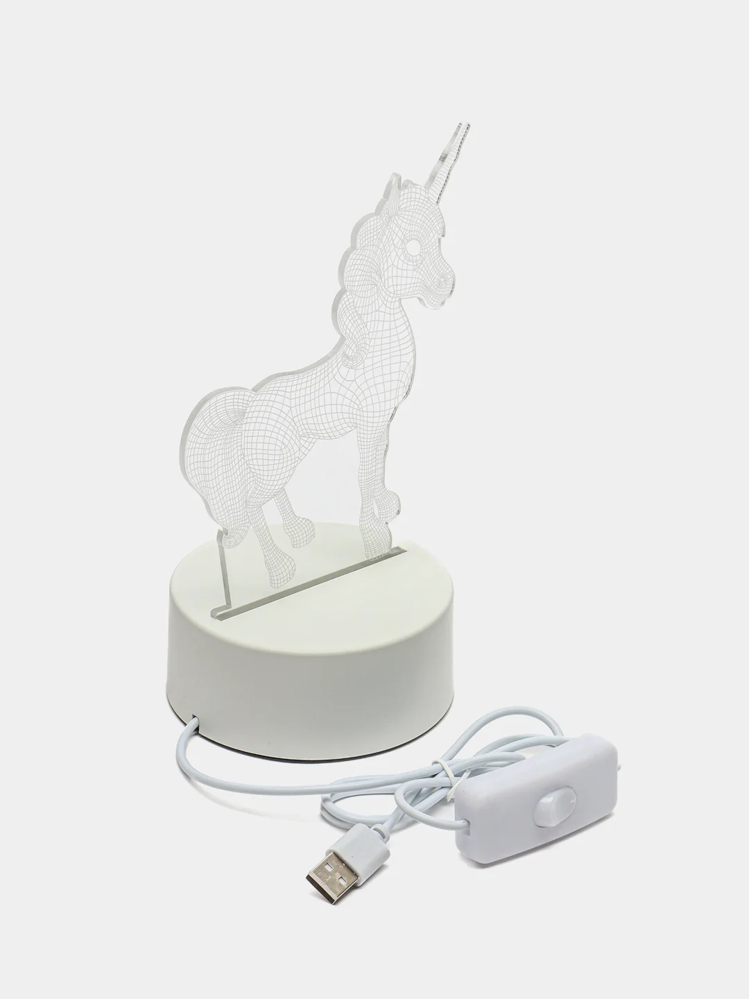 Серебряный 3d Светильник, ночник, LED, USB, подарок на 8 марта