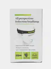 Фонарь налобный, аккумуляторный светодиодный LED, с сенсорным датчиком, 5 режимов
