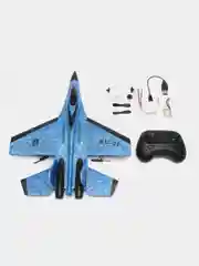 Синий самолет радиоуправляемый, истребитель на пульте управления SU 30, игрушка для мальчика