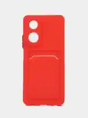Красный чехол для Oppo A58 4G (Оппо А58) с карманом для карт
