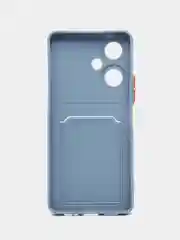 Синий меланж силиконовый чехол для Vivo Y27 / Виво у27 с карманом для карт, прозрачный