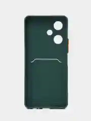 Зеленый силиконовый чехол для Vivo Y27 / Виво у27 с карманом для карт, прозрачный