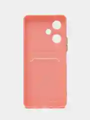 Розовый силиконовый чехол для Vivo Y27 / Виво у27 с карманом для карт, прозрачный