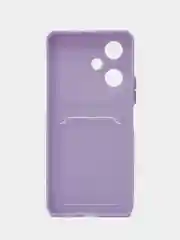 Сиреневый силиконовый чехол для Vivo Y27 / Виво у27 с карманом для карт, прозрачный
