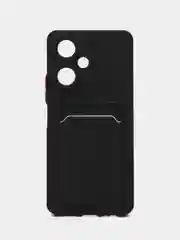 Черный силиконовый чехол для Vivo Y27 / Виво у27 с карманом для карт, прозрачный