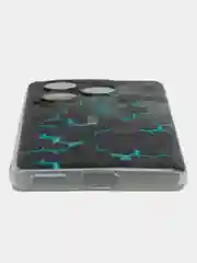 Бирюзовый силиконовый чехол на Itel S23 Plus / Ител S23 Плюс прозрачный, с рисунком, защита камеры