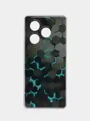 Бирюзовый силиконовый чехол на Itel S23 Plus / Ител S23 Плюс прозрачный, с рисунком, защита камеры