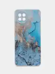 Голубой силиконовый чехол на Itel S23 (Ител S23), прозрачный, с рисунком, защита камеры